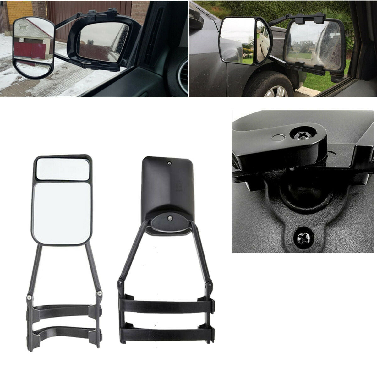 2 Pcs Clip-on Rearview Flat &Convex Mirror Extension For Trailer, Tractor,Truck