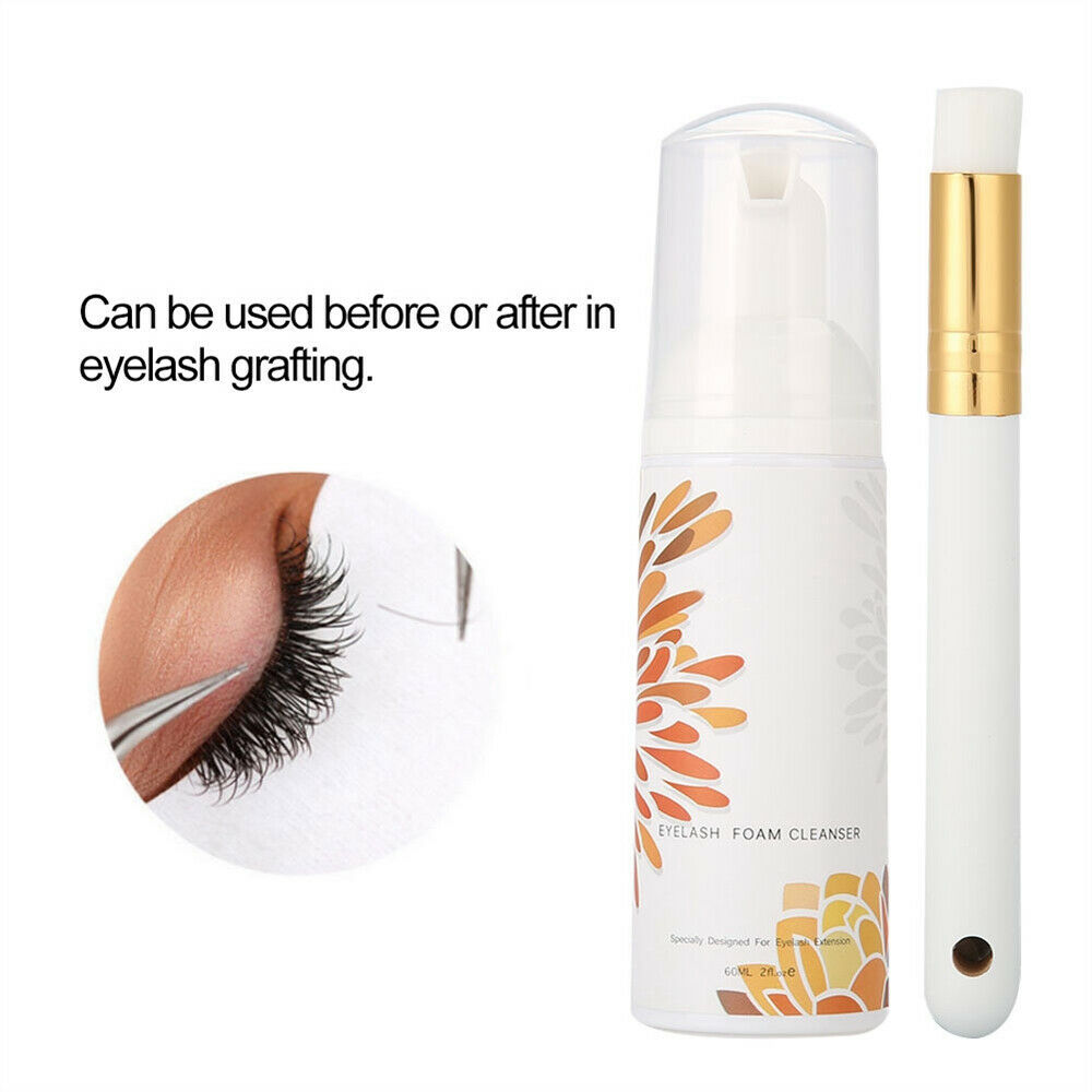 Lash Foam Extensions Cleaning Cleanser Brush Soft Eyelash Cleansing Shampoo Set