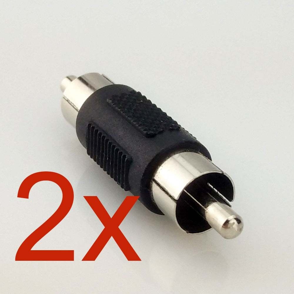 2Pcs Single RCA Phono AV Coupler MALE to MALE Audio Video Gender Changer Adaptor