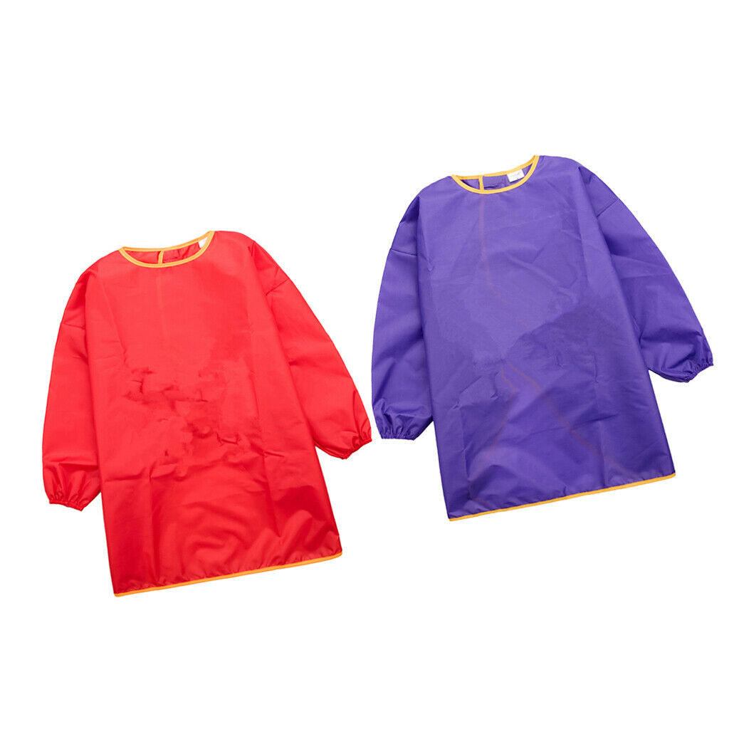 Set of 2 Baby Kid Long Sleeve Art Smock Feeding Bib Apron Red