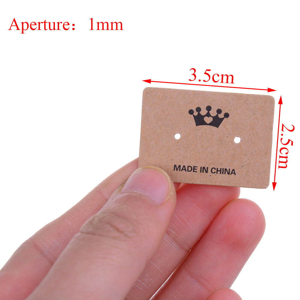 100x kraft paper earring hanging card jewelry display ear studs holder pac.l8