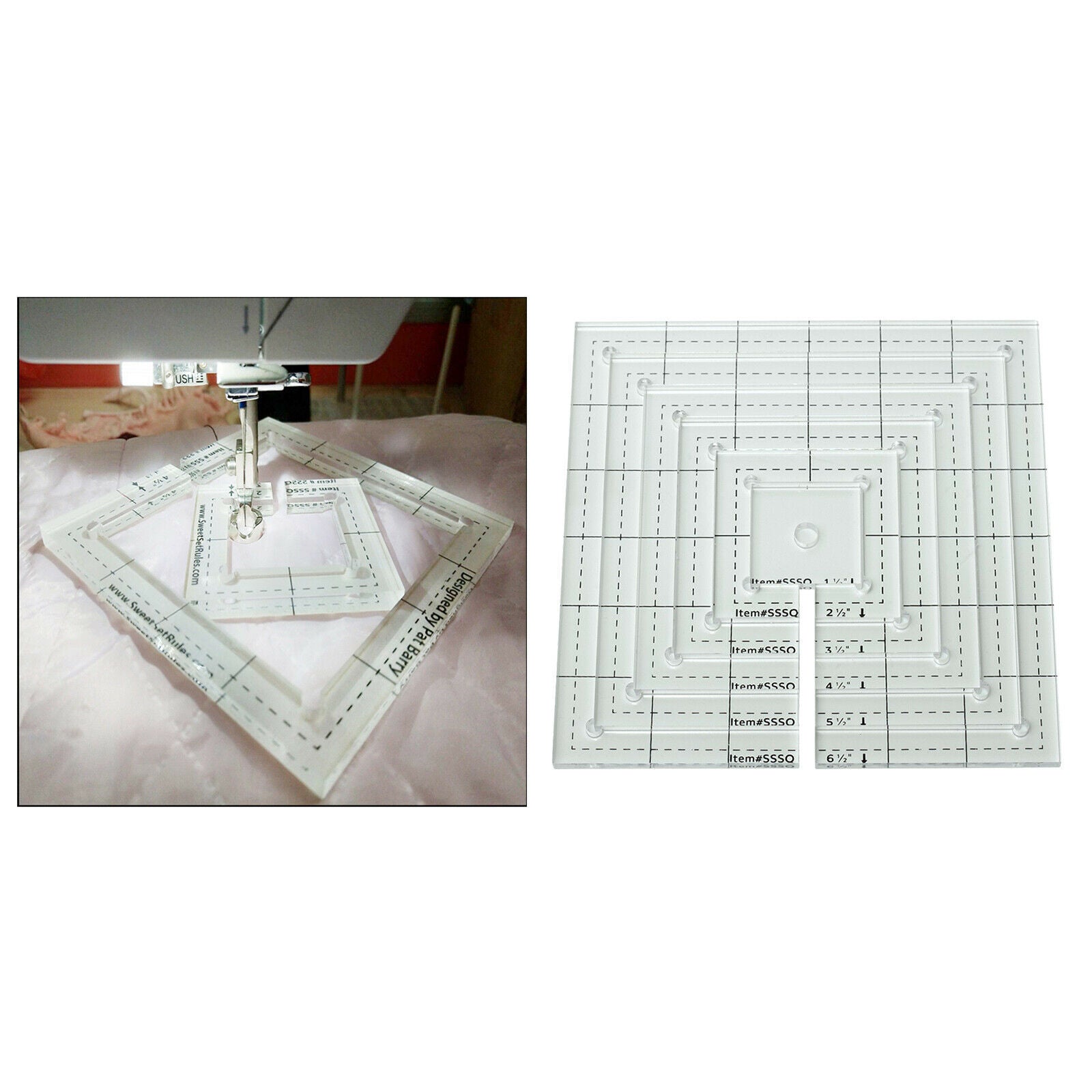 6Pack Square Plate Quilting Ruler Patchwork Cutting Template Craft Tools