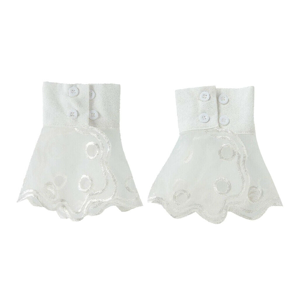 2pcs Womens Chiffon False Sleeves Lace Cuffs Wrist Cuffs Decorative Cuff