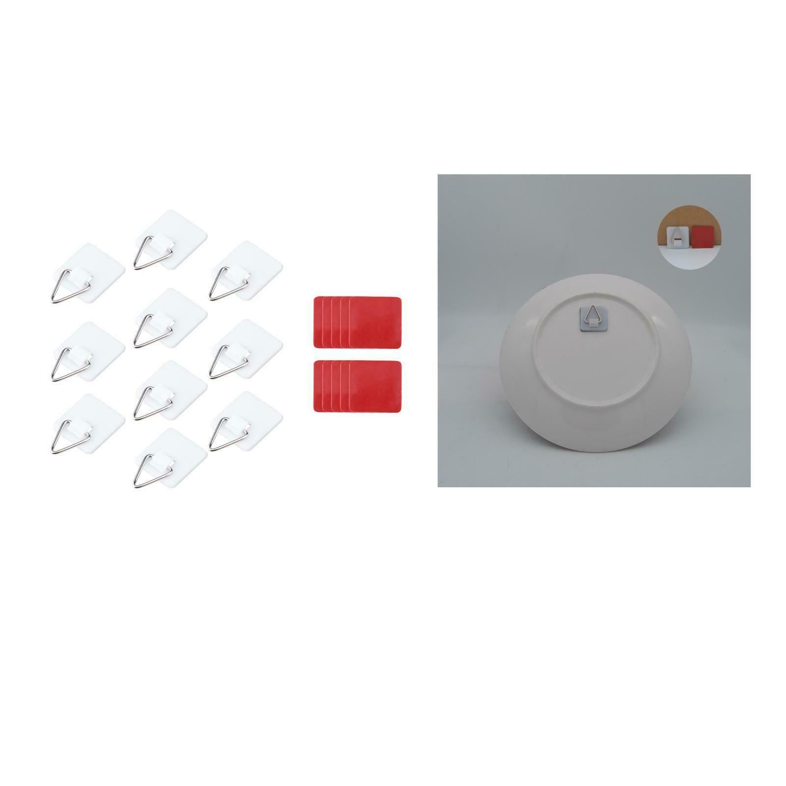 10Pcs Invisible Adhesive Dish Hanger Set Vertical Plate Holder Calendar