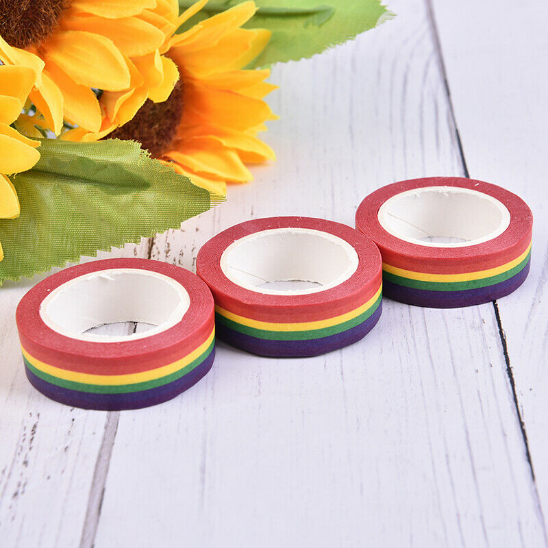 10m/Roll Rainbow Color Sticky Tape Photo Album Scrapbooking Decor Adhesi.l8