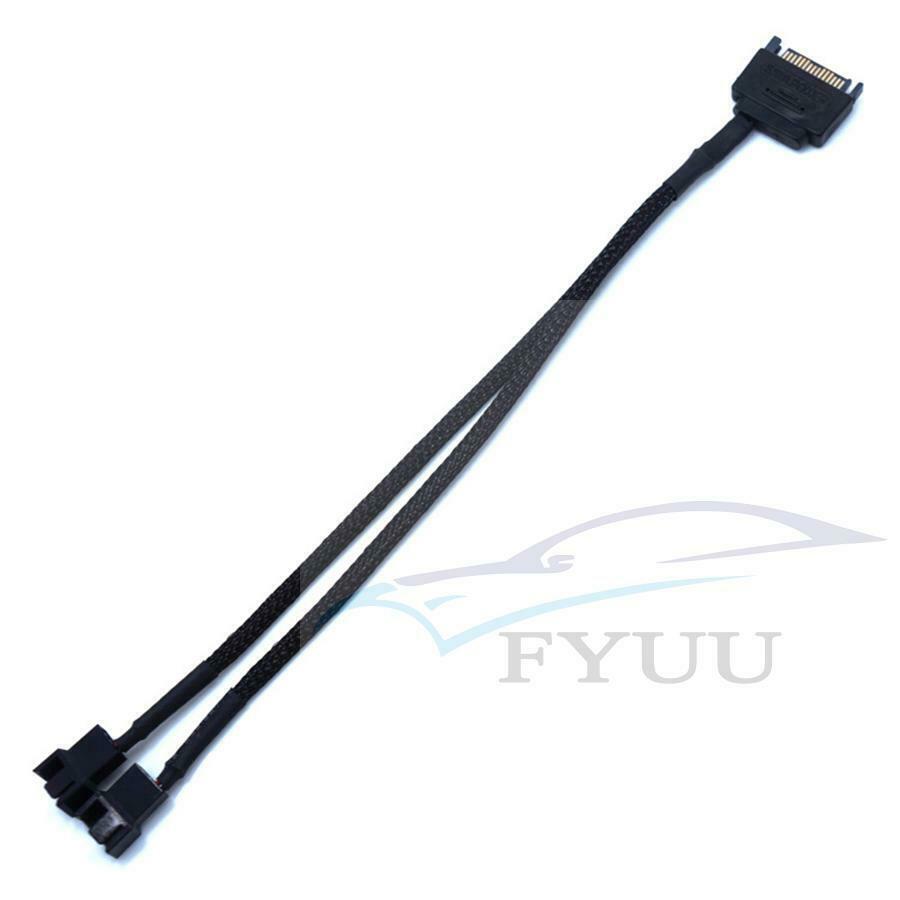 5Pcs 15-Pin Male SATA to Dual Fan 12V Sleeved Power Adapter Cable