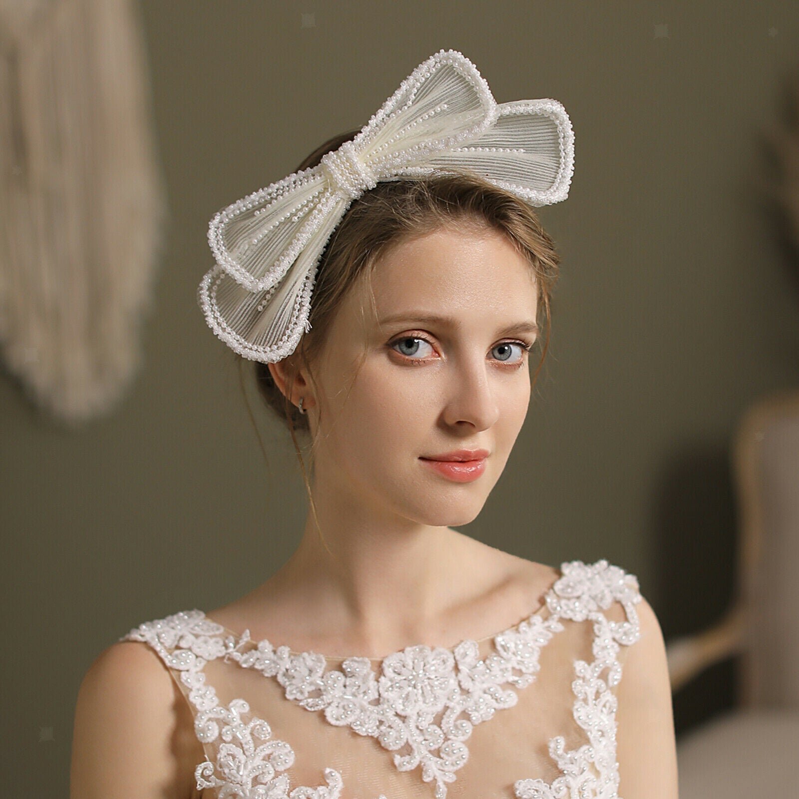 Pearls Beads Lace Bows Hair Clip Large Hairpin Headpiece Hair Accessories