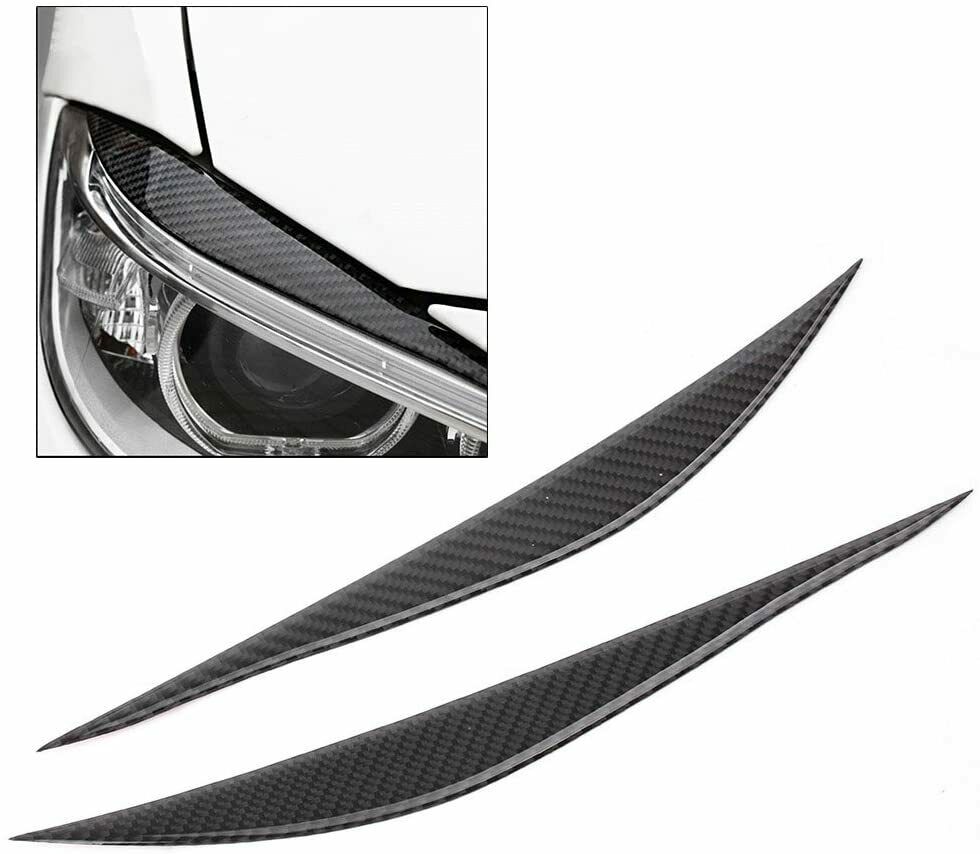 Carbon Fiber Headlight Eyebrow Eyelid Cover Trim For BMW 3 Series F30 2013-2017