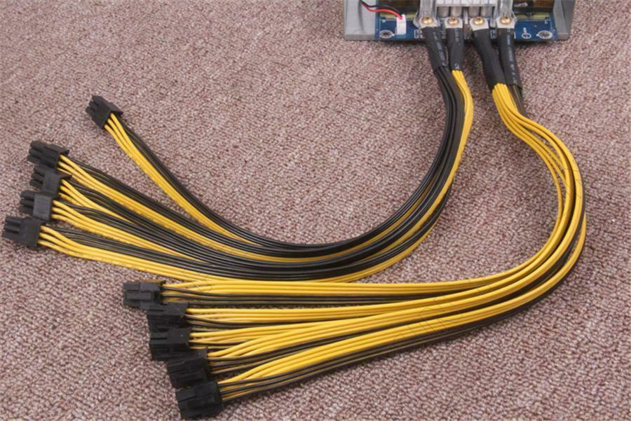 2PC S7 S9 to 5X PCI-E 6Pin GPU Graphics Card Splitter Power Cable BTC Miner 40cm