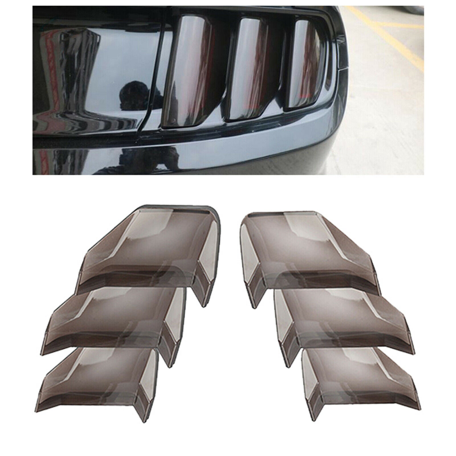 6Pcs Rear Tail Light Lamp Cover Guard for Ford Mustang 2018 2019 Decorative