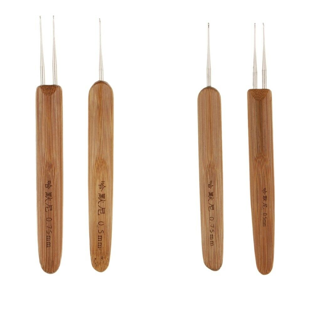 4 Pieces/set Bamboo Hair Weaving Crochet Needles Hooks Dreadlock Tool