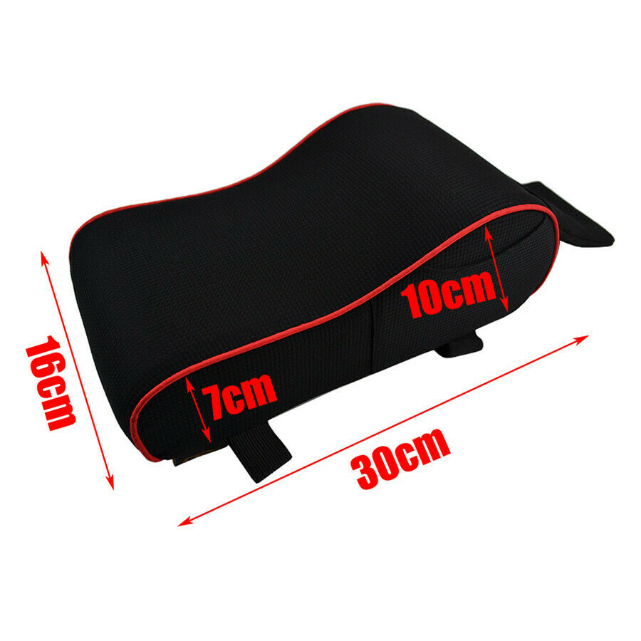 Memory Foam Center Console Lid Cover Armrest Pillow Pad Black & Cellphone pocket