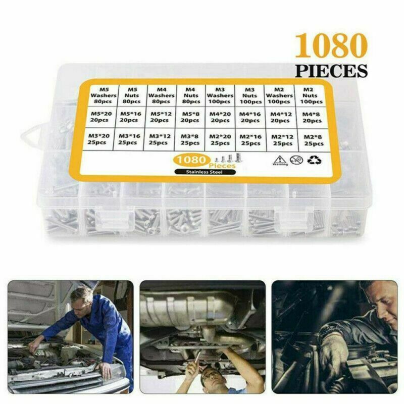 1080x M2 M3 M4 304 Metric Hex Socket Head Cap Screws Bolt Nut Assortment Set
