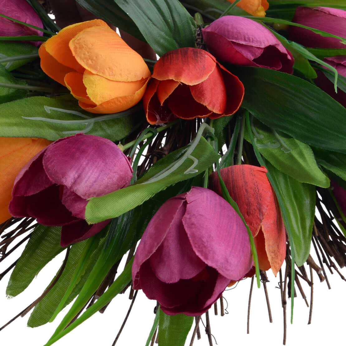 1pc Spring Artificial Tulip Front Door Wreath Home Wall Window Hanging Decor