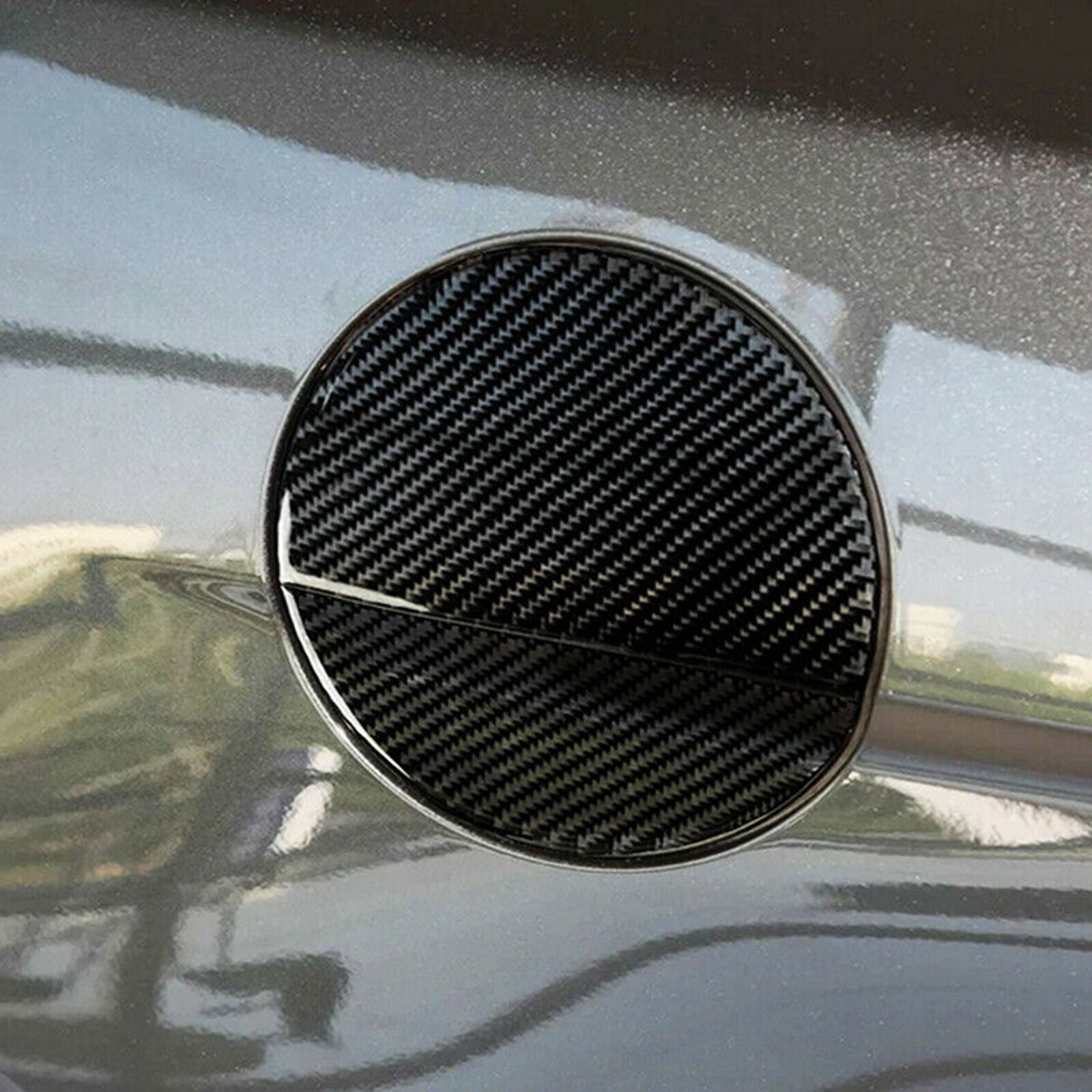 Real Carbon Fiber Door Gas Cap Fuel Filler Tank Cover For 2015-2020 Ford Mustang