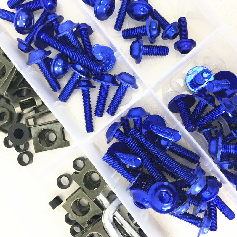 177x Motorcycle Windscreen Fairing Bolts Boxed Fastener Clips Hardware Kit Blue