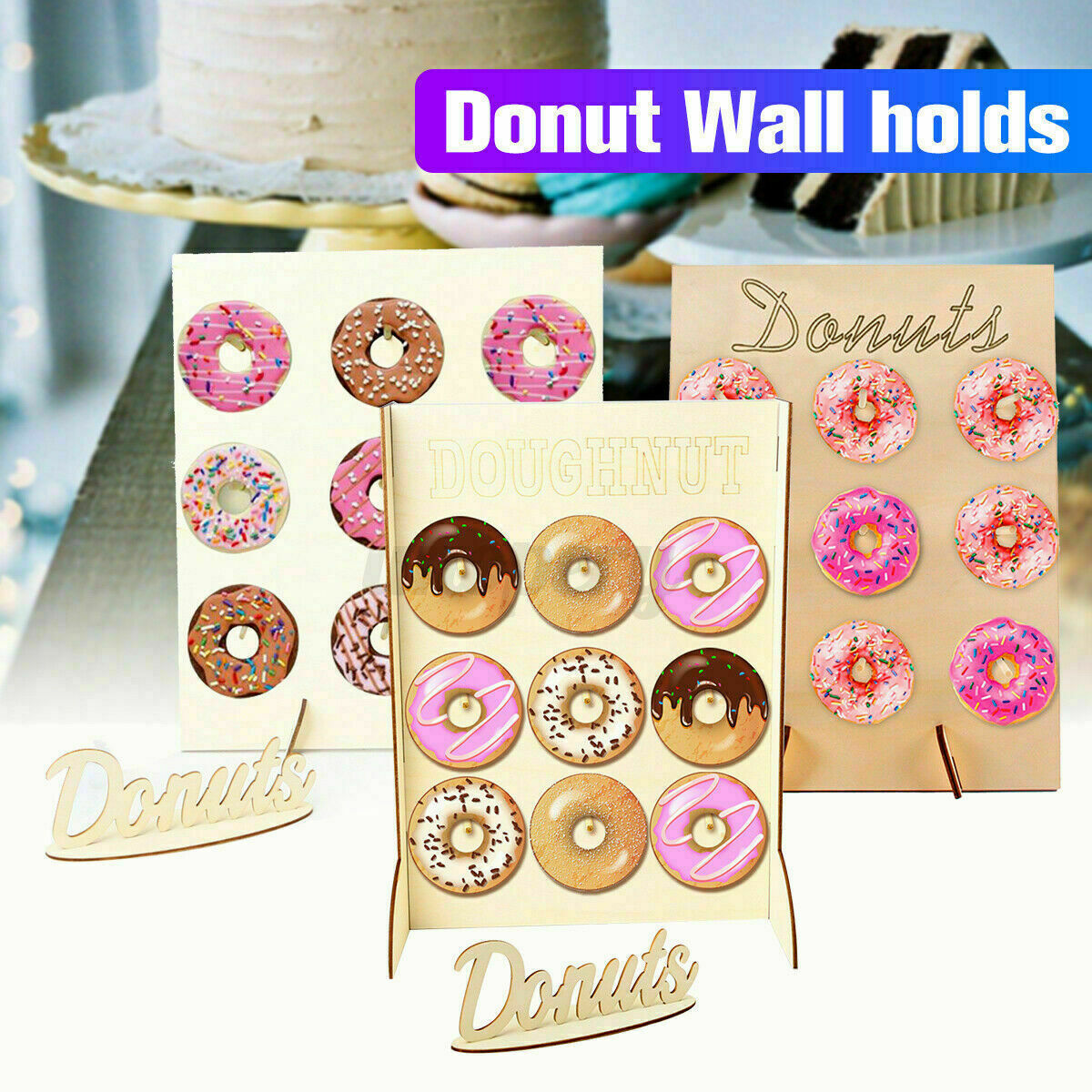 Donut Wall Stand Wooden Sweet Doughnut Holds Party Wedding DIY Storage Rack