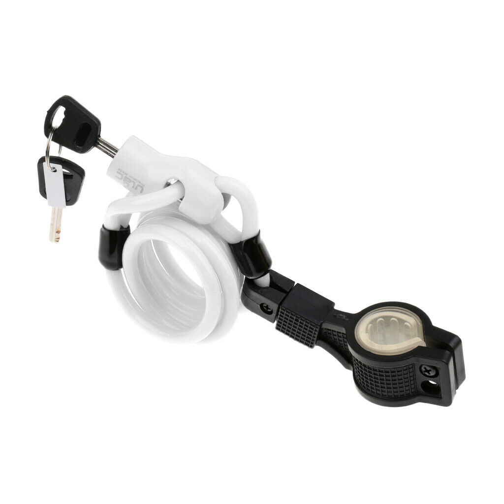 Loop Lock Bicycle Bike Cycle Self Coiling Spiral Cable Lock with 2 Key White