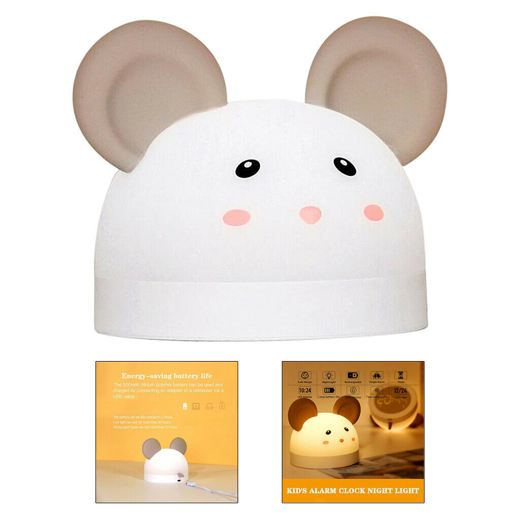 Modern LED Children's Digital Alarm Clock Table Rechargeable Night Light