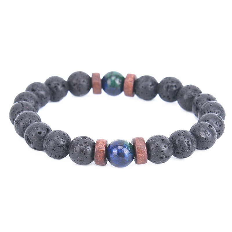 Men's Prayer Mala Beads Lava Rock Stone Chrysocolla Beaded Yoga Bracelets.l8