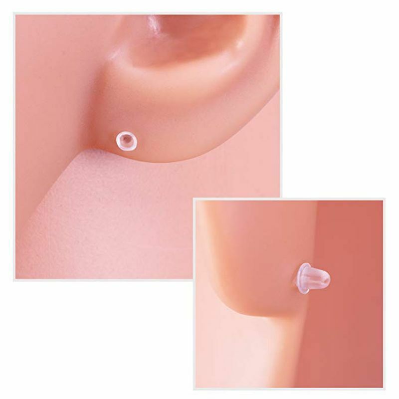 50 Pairs Plastic Invisible Blank Earrings Pins Post with Silicone Earring Backs