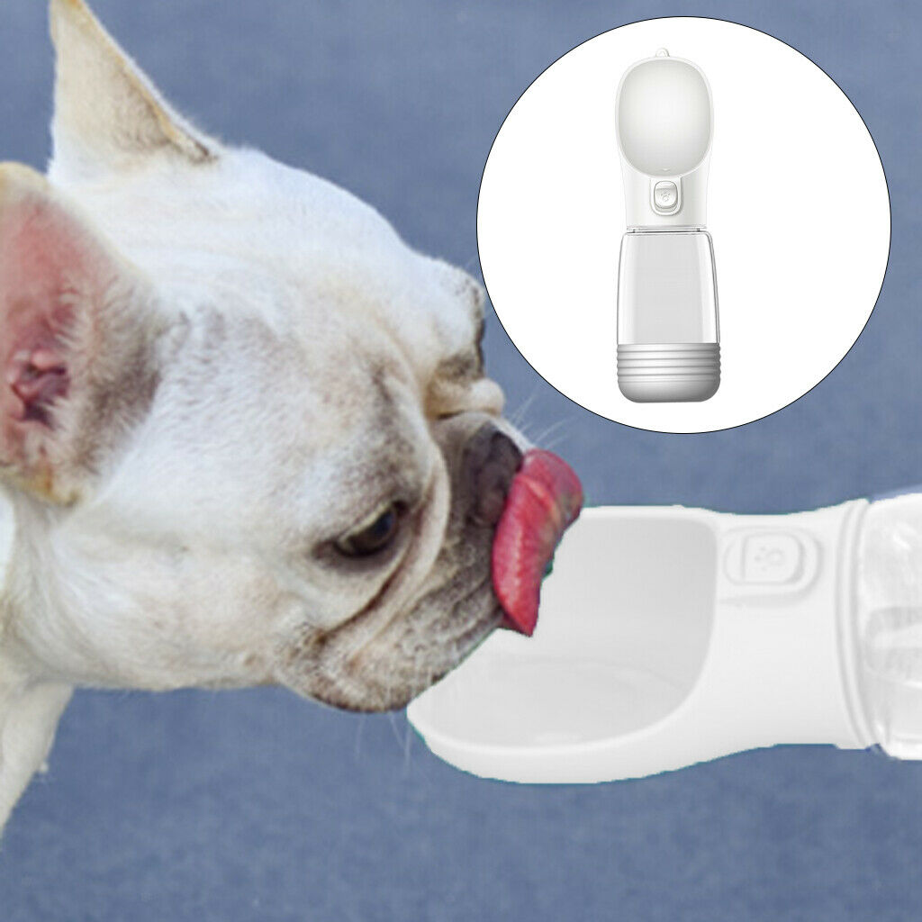 Dog Bottle Leakproof Outdoor Pet Cat Travel Dispenser Tray White