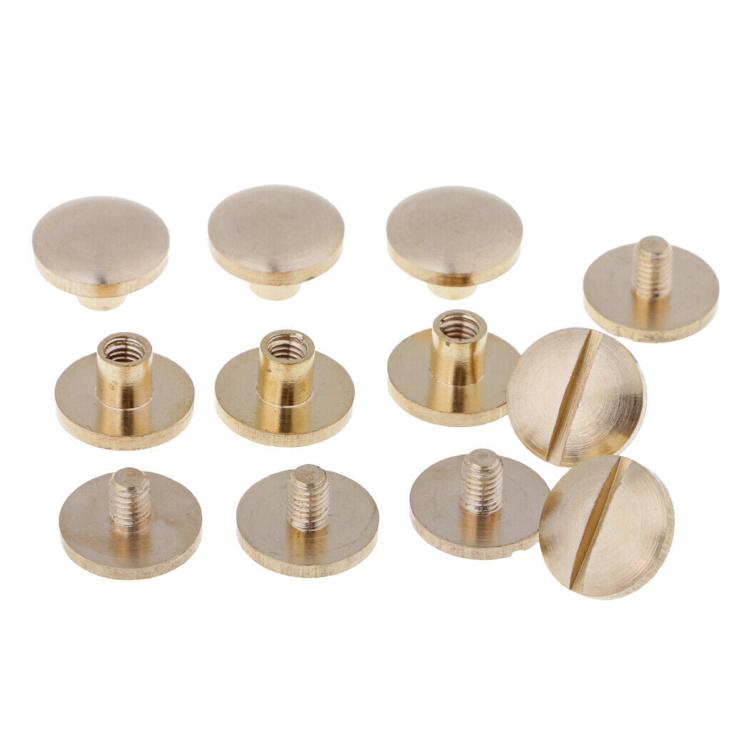 Pack of 12 DIY Solid Brass Nail Rivet Stud Button Durable Alloy Round Buttons