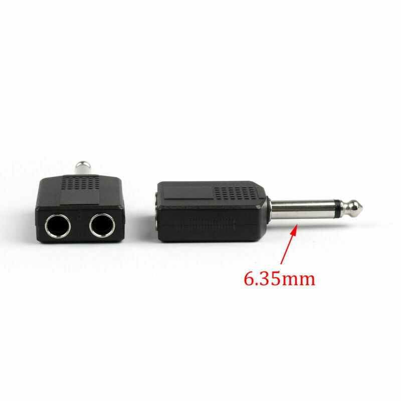 10Pcs 1/4" 6.35mm Mono Adapter to 2-Way 6.35mm Mono Jack Headphone Y Splitter SP