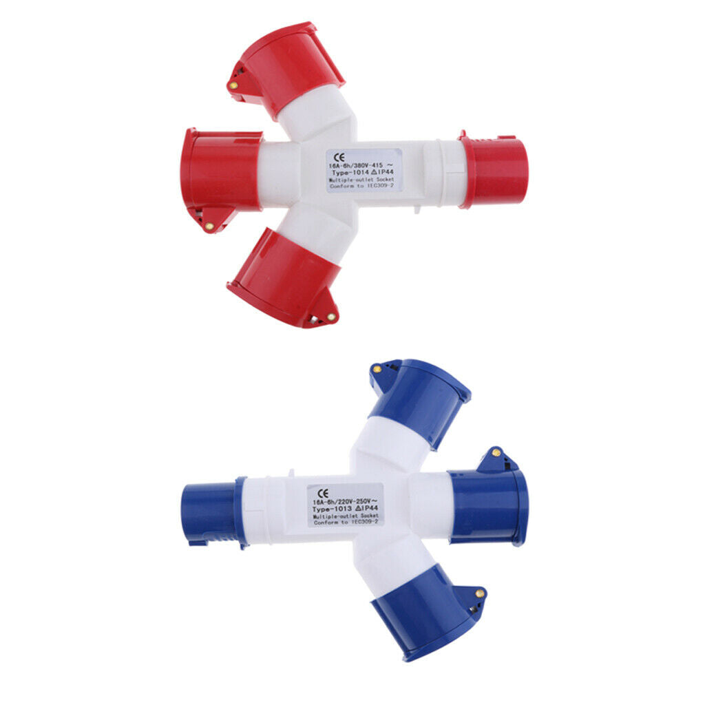 380V 16A Plug Socket Weatherproof IP44 3P+E Red+220-250V 16A IP44 2P+E Blue
