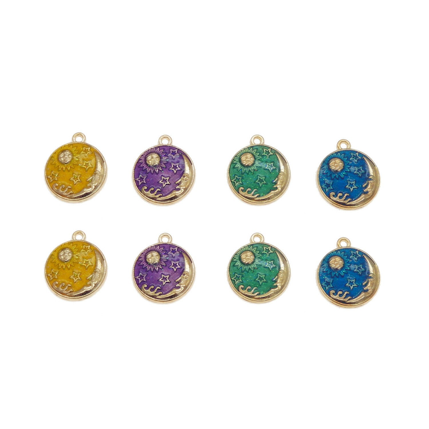 Lot of 12 Starry Sky Enamel Charm Pendant Moon Sun Star Jewelry Craft 23*20mm