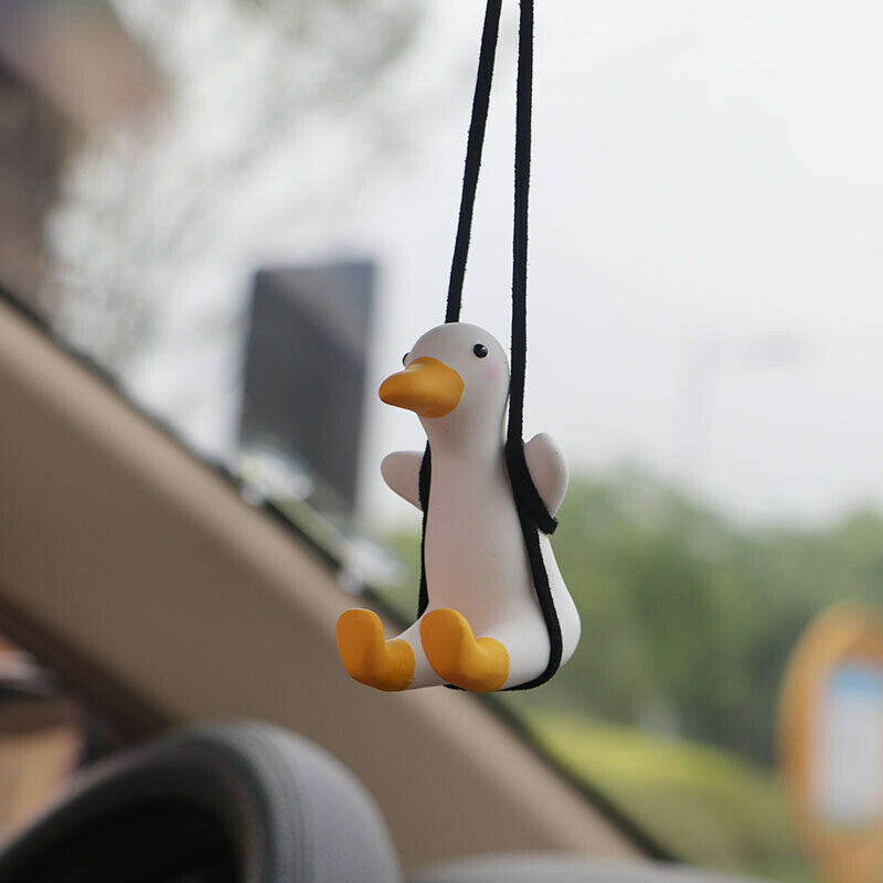 Cute Anime Car Accessories Swing Duck Pendant Auto Rearview Mirror Ornaments SJ
