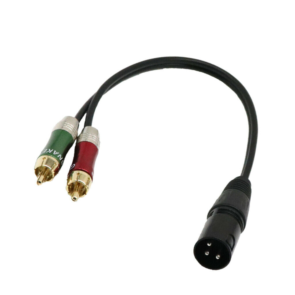 2x 1ft XLR Male to Dual RCA Male Patch Cable - 1 XLR to 2 RCA Audio Cord