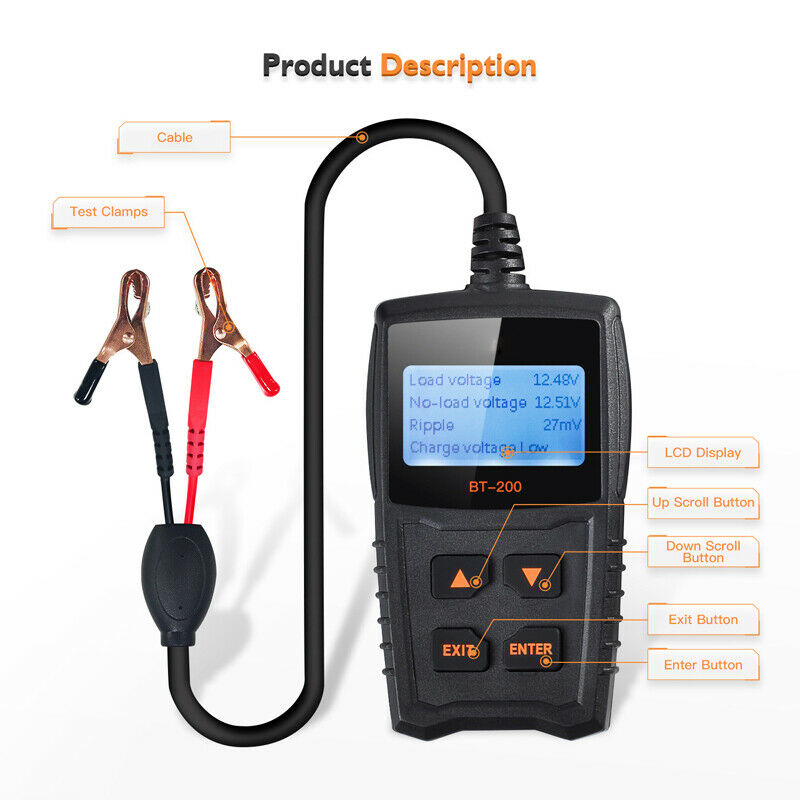 LED 12V Car Motor Battery Tester Digital Load Battery Chargers System Analyzer