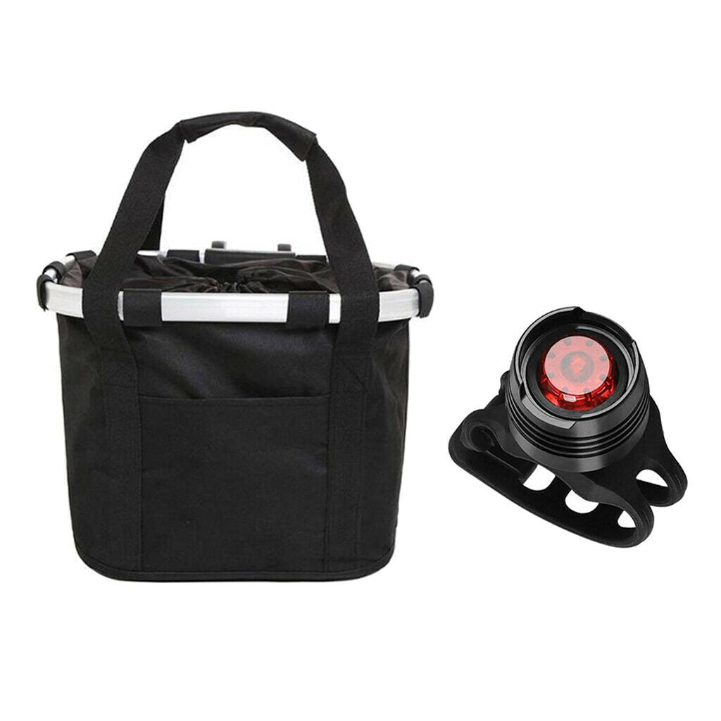 Bicycle Basket Detachable Front Pet Carrier Baggage Pannier Taillight Seat