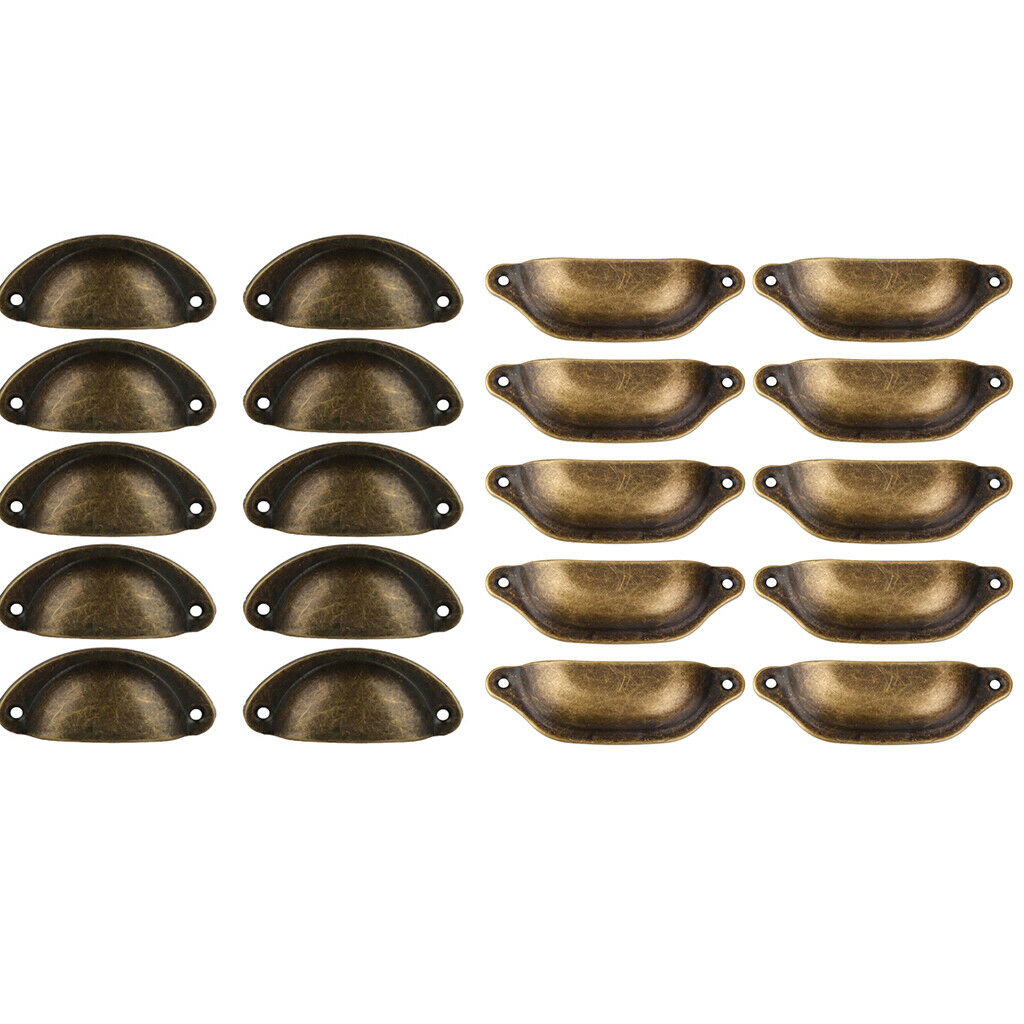 20Pcs Bronze Door Cabinet Knob Wardrobe Drawer Shell Pull Handles Pulls