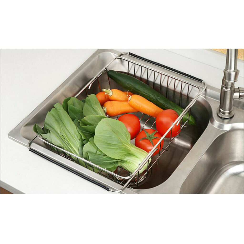 Multi-function Dish Drainer Drying Rack Stainless Steel Fruits Cups Drainer