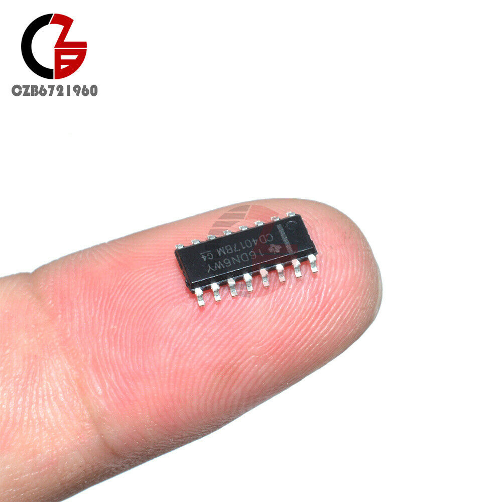 10PCS CD4017 SOP-16 SMD 5-Bits Decimal Johnson Counter Divider Pulse Splitter