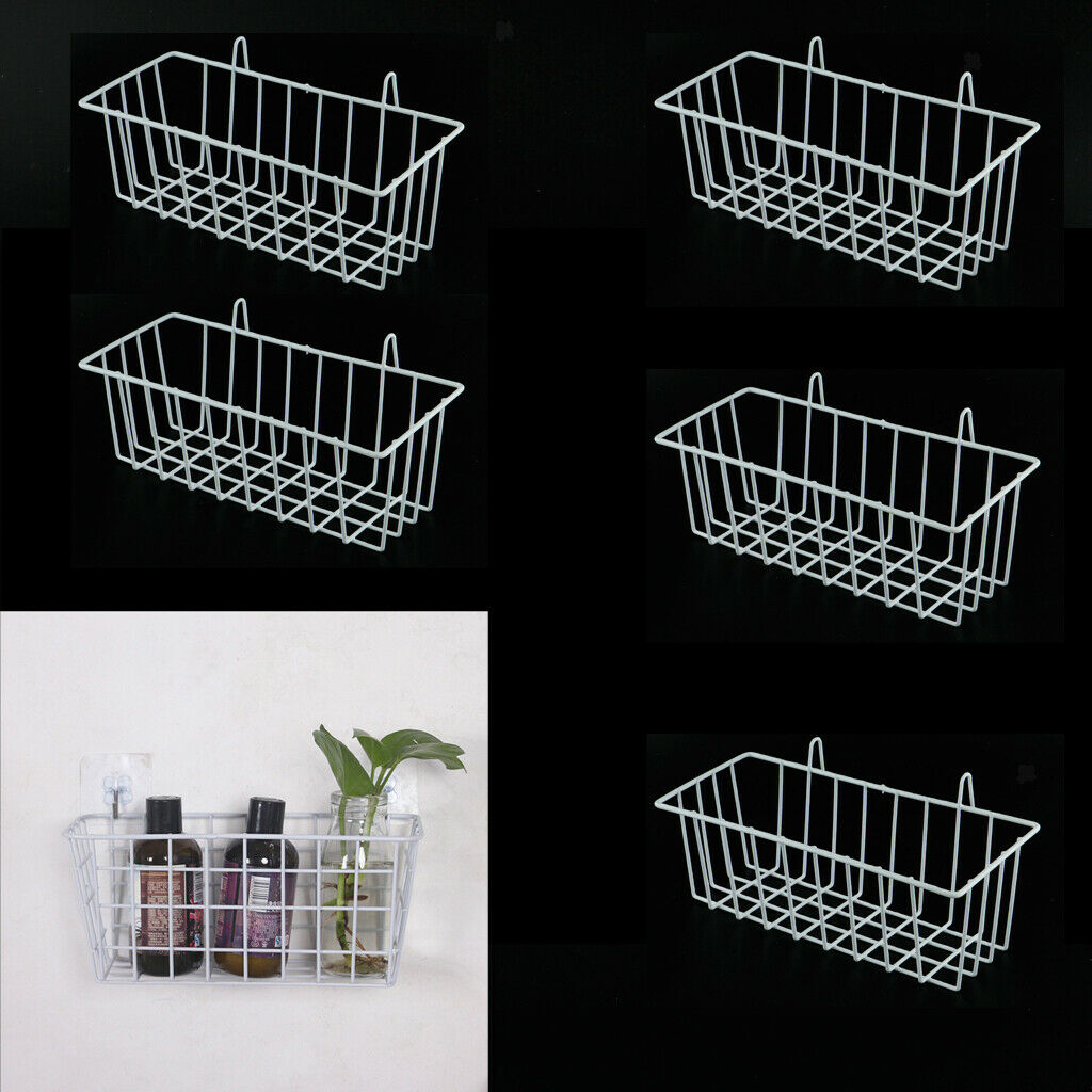 5Pcs Wall Grid Panel Hanging Basket Wall Decoration Organizer, Multi-Functional
