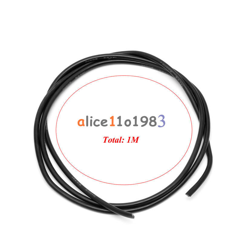 14 AWG Gauge Wire Flexible Silicone Stranded Copper Cables For RC Black Red 2M
