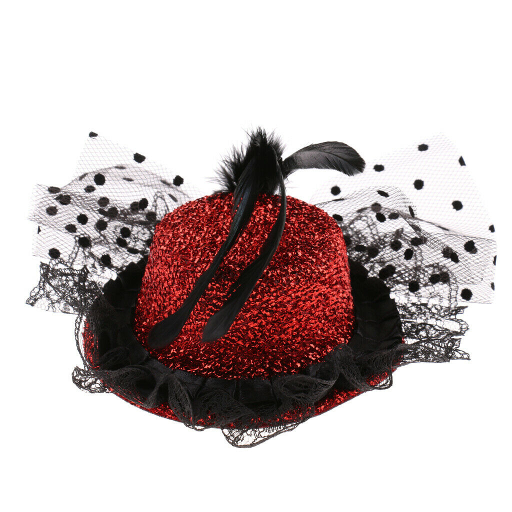 1/3 BJD Felt Top Hat Elegant Classic Formal Cap for SD LUTS YOSD Red Lace