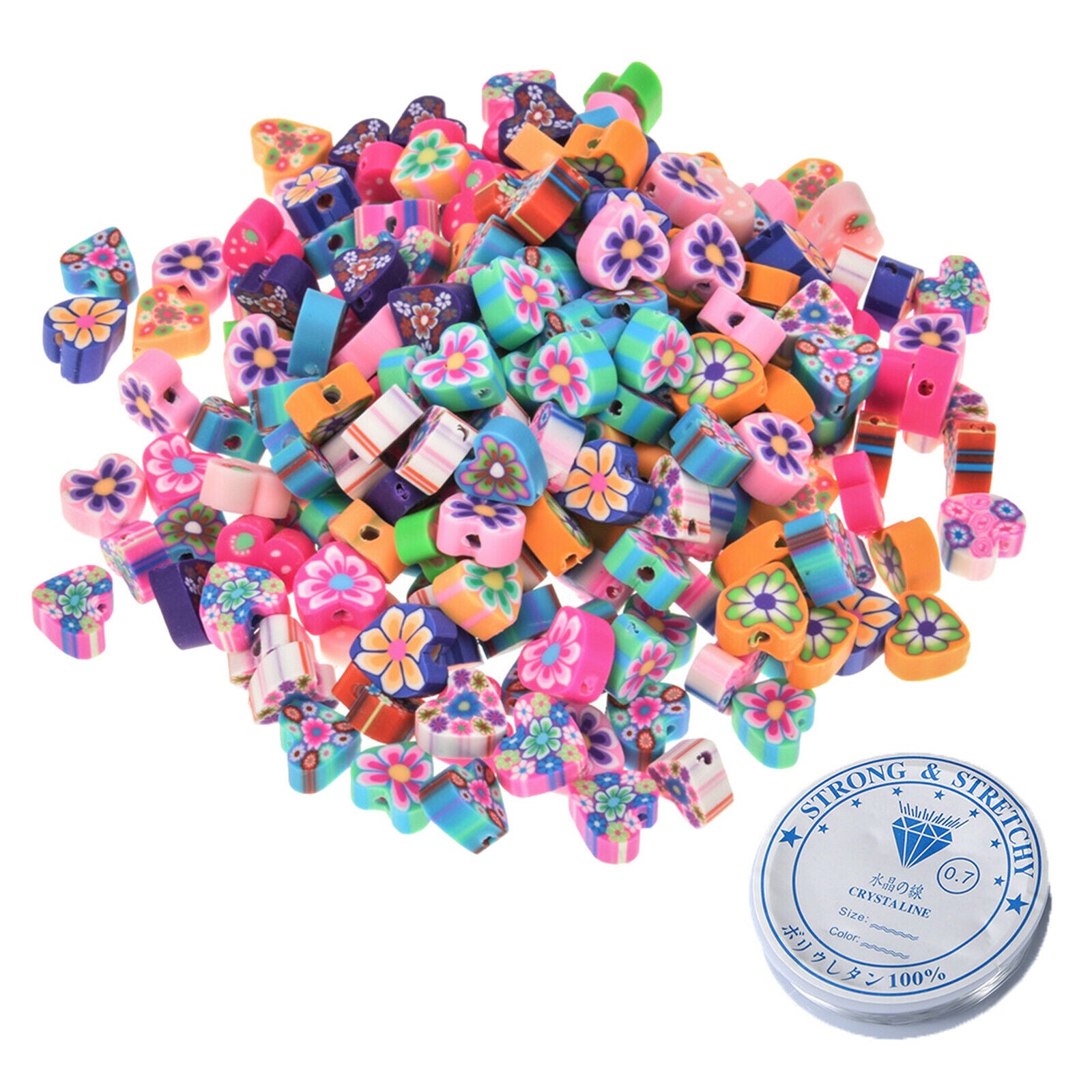 100 Pieces Heart Shaped Beads for Jewelry Making Bracelets DIY Soft Pottery