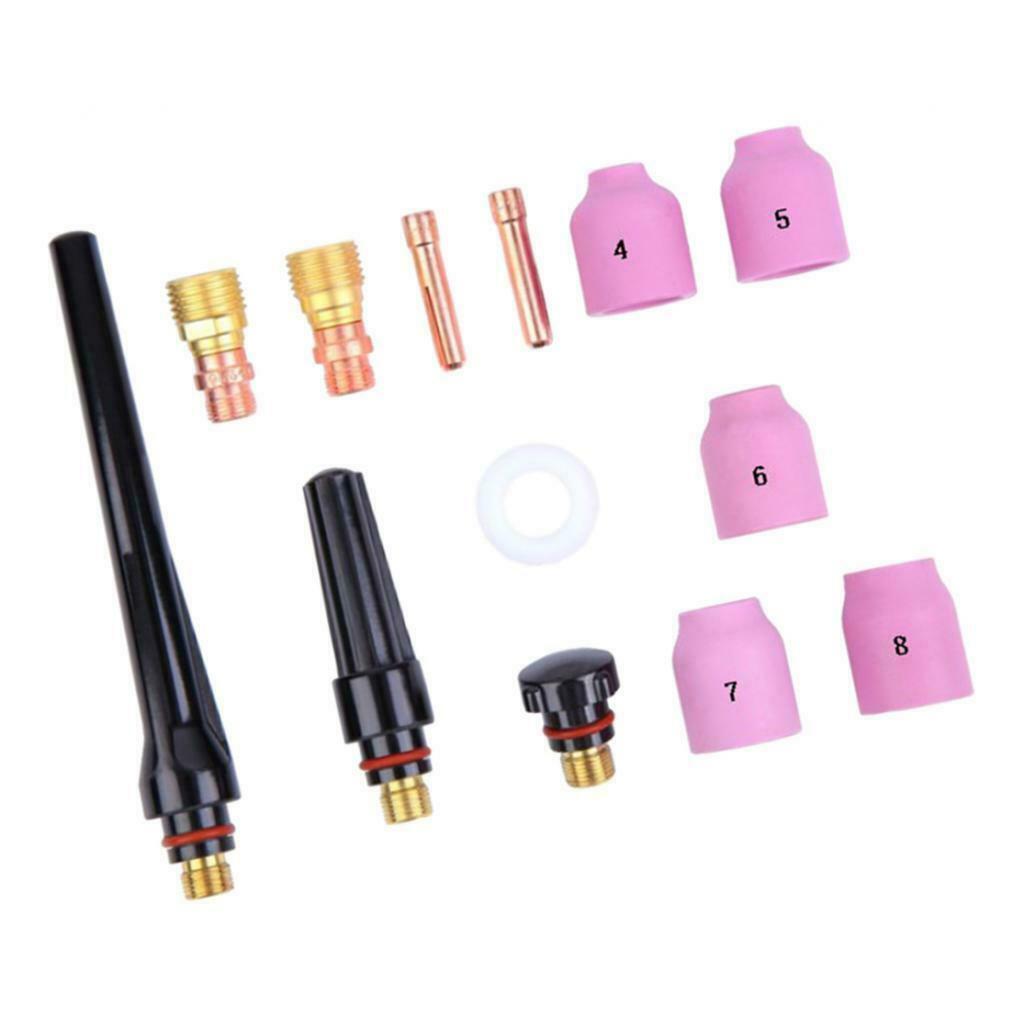 13x TIG Welding Torch Accessories Kit Collets Body Alumina Nozzle Back Cup Kit
