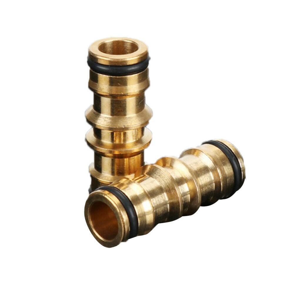 2-Way Copper Nipple Straight Connector Garden Water Hose Repair Quick Connector