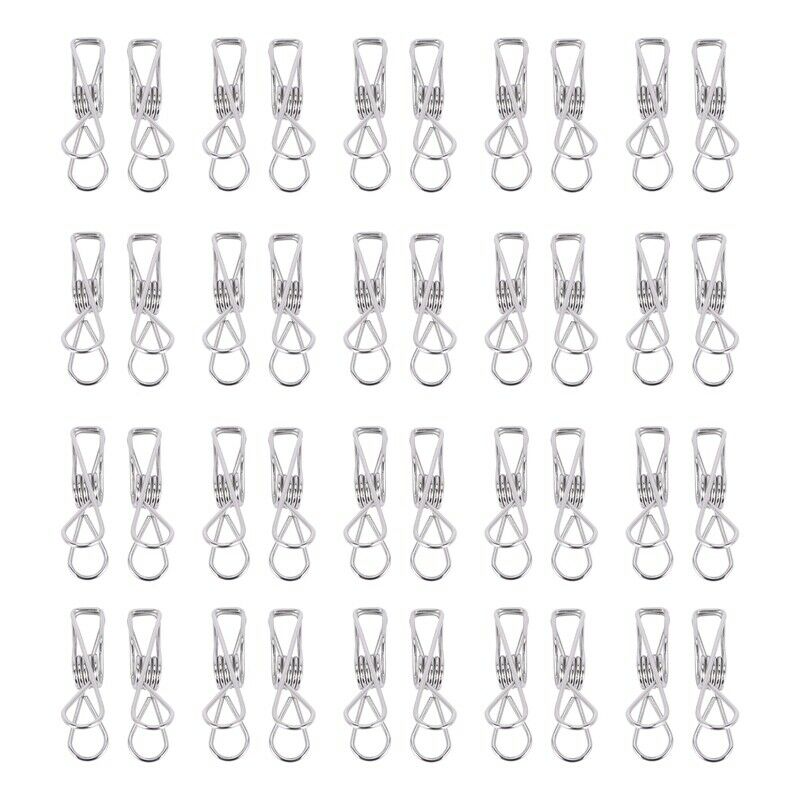 80pcs Stainless Steel Clothes Pins, Utility Clips Hooks Clothesline Clip 2.2inF4