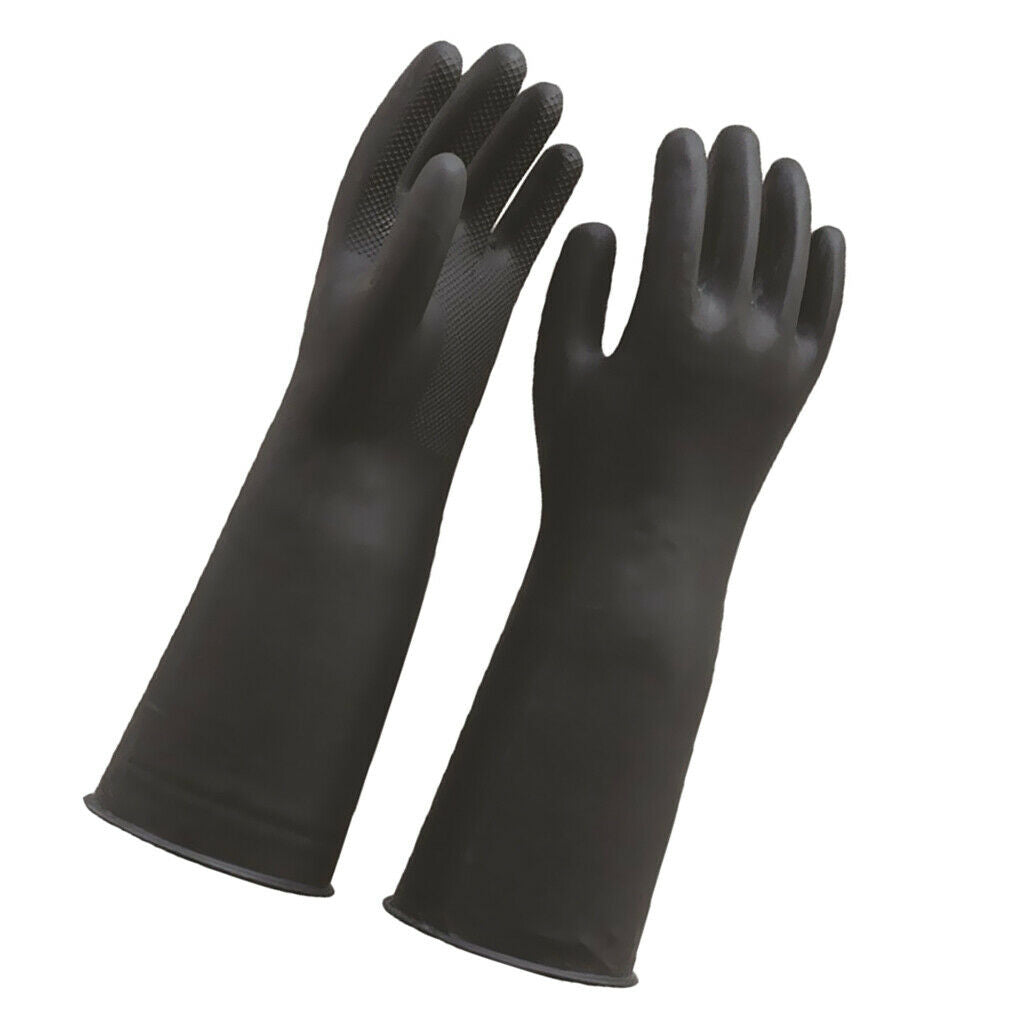 2 Pairs Rubber Latex Gloves Black 60cm Long Gloves Industrial Home Gardening