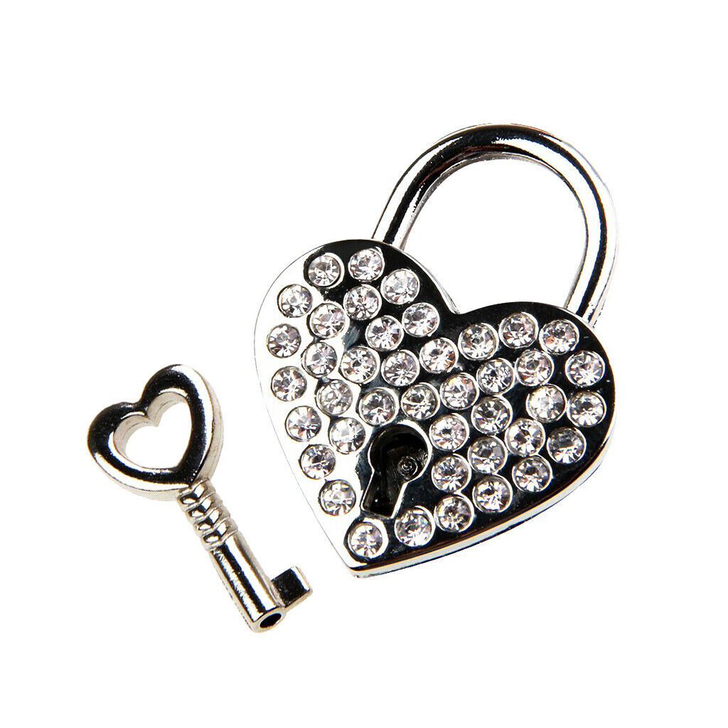 Mini Shining Heart Shape Lock Key Set for Drawers Suitcase Collectibles