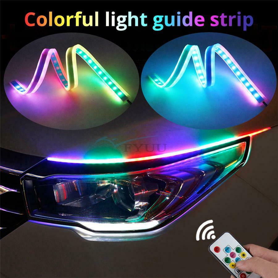 1 Pair 12V 45cm DRL Car Headlight Turning Light Flexible Soft LED Strip Light