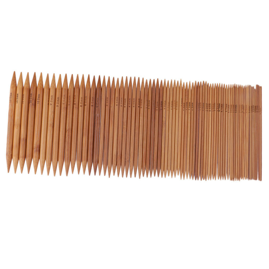 75pcs Carbonized Bamboo Double Pointed Knitting Needles Smooth Crochet Set