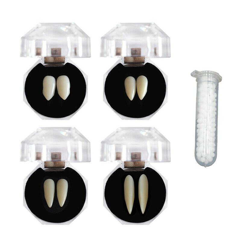 4 pair DIY Halloween Costume Props Masquerade Party Dentures Vampire Teeth Fa DF