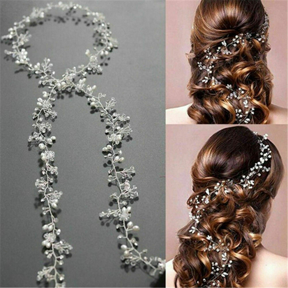 Fashion Pearls Wedding Hair Vine Crystal Bridal Accessories Diamante Headpiece